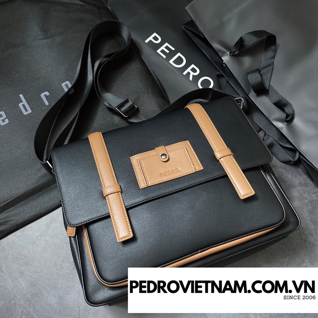 Túi đeo chéo Pedro cao cấp bn873 đen